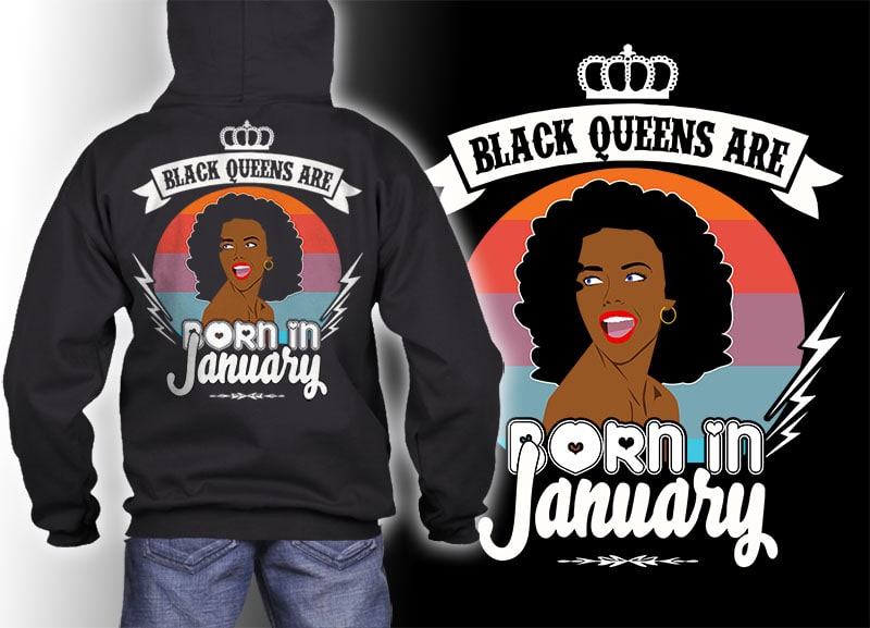 21 Black queens are born january Tshirt designs bundles