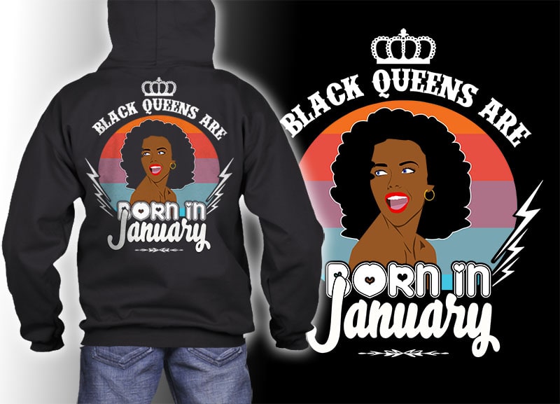 21 Black queens are born january Tshirt designs bundles