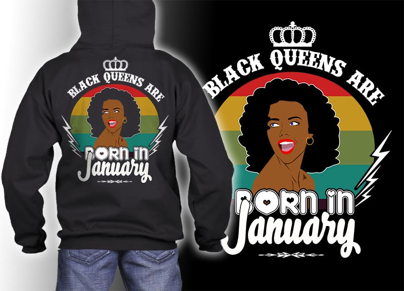 21 Black queens are born january Tshirt designs bundles