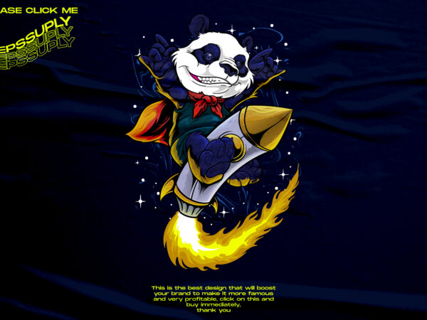 Dream kids panda ride a rocket t shirt vector illustration