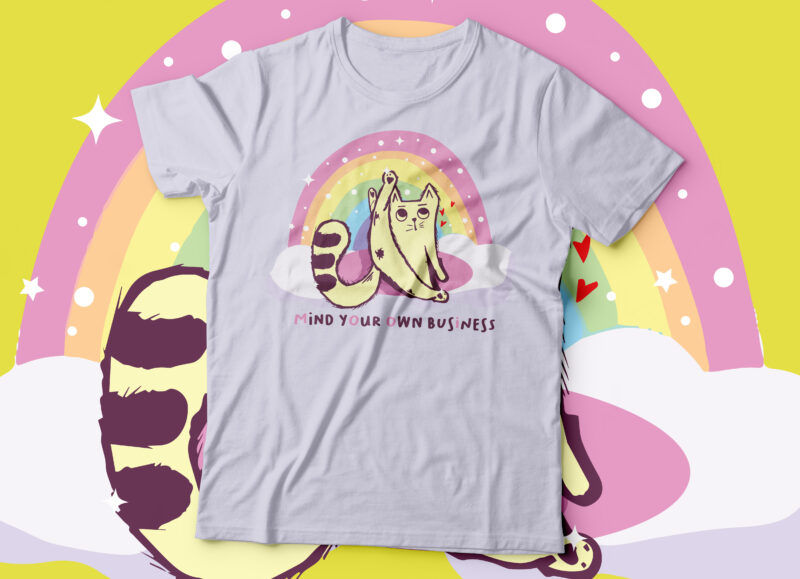 mind your own busy cute funny cat design | funny cat pastel design | cat lover tee design