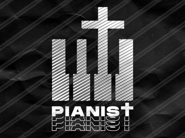 Pianist cross jesus christian tshirt design