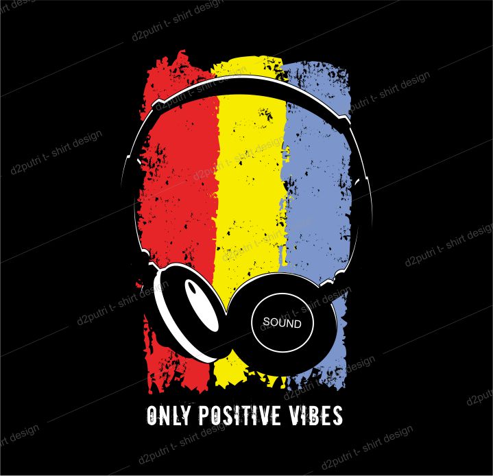 music t shirt design graphic, vector, illustration only positive vibes lettering typography