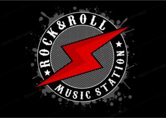 rock and roll music station t shirt design graphic vector illustration