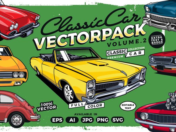 Classic car t-shirt bundle collection volume 2