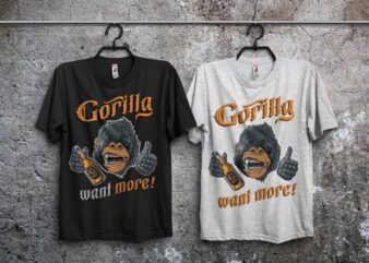 Gorilla beer t shirt design template