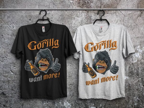 Gorilla beer t shirt design template