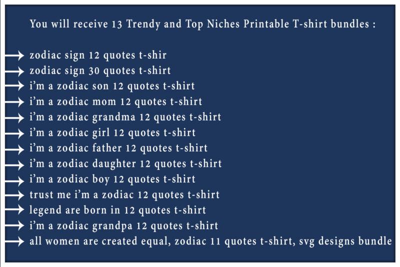 173 Mega Zodiac Quotes T-shirt Designs Bundle — 99% Off