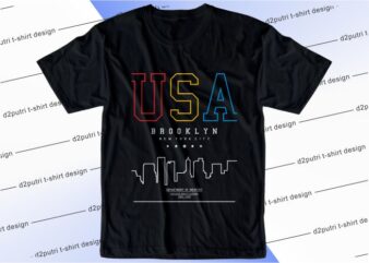 t shirt design graphic, vector, illustration usa brooklyn new york city lettering typography