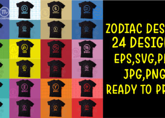 Pack of Zodiac signs colorful t shirts designs ready to print