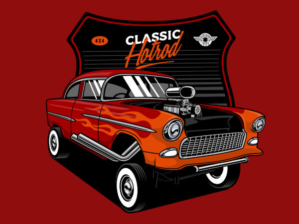 Red hotrod t shirt design