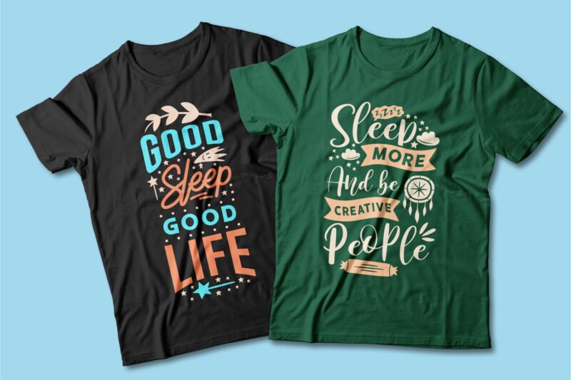 Sleep lover quotes t shirt designs bundle. Vector t-shirt design for commercial use. Typography quote t shirt for pod