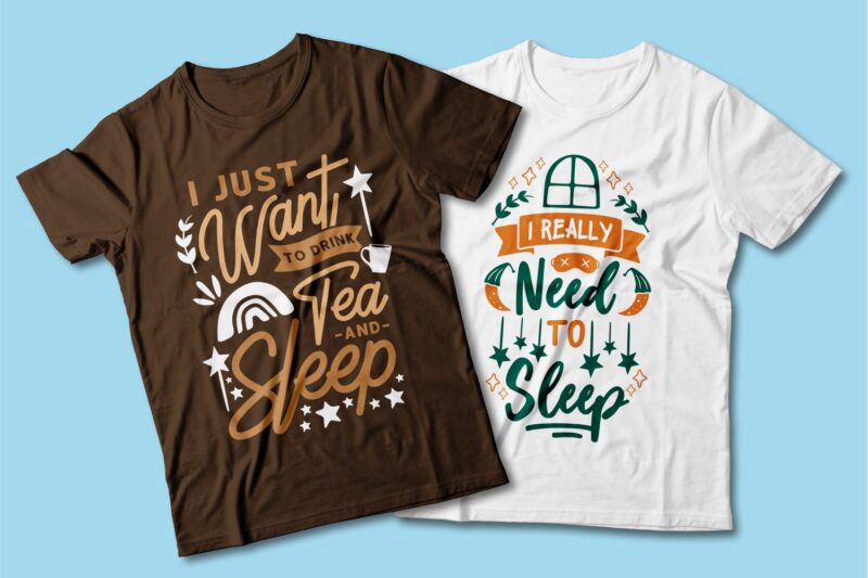 Sleep lover quotes t shirt designs bundle. Vector t-shirt design for commercial use. Typography quote t shirt for pod