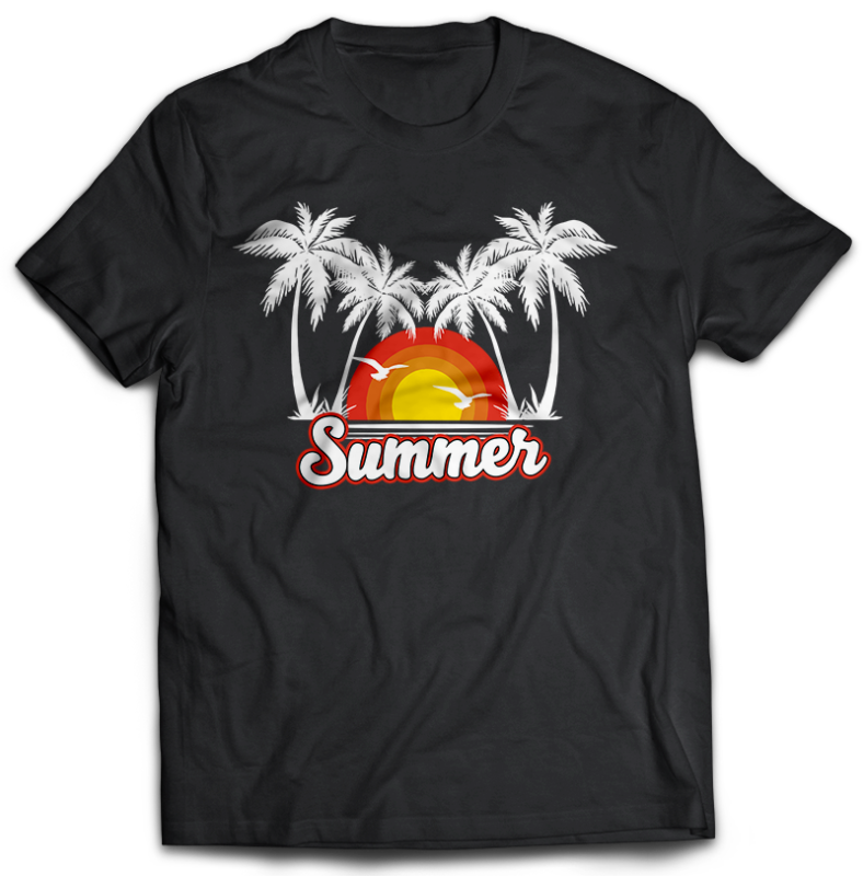 65 Summer Beach Surfing Tshirt Designs Bundles Editable