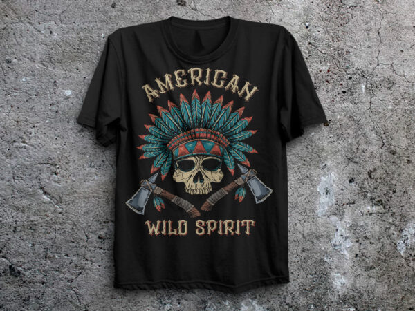 American wild spirit t shirt vector