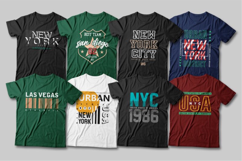 175 Urban street style t-shirt design vector bundle for commercial use. new york city, california, los angeles, the bronx, t shirt designs pack collection. eps svg png