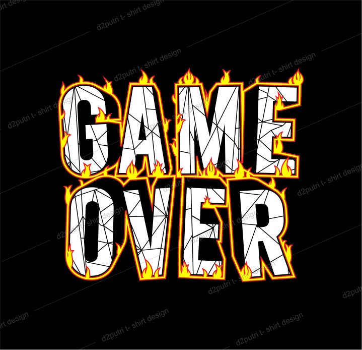gamer gaming game t shirt design graphic, vector, illustration game over lettering typography