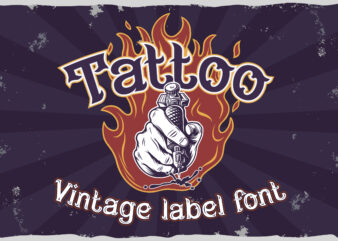 Fire needle -tattoo salon label font t shirt graphic design
