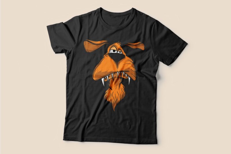 Funny and scary dog t shirt design bundle. Vector t-shirt design for commercial use. Dogs cartoon illustration t shirt designs pack collection. Cartoon t shirt