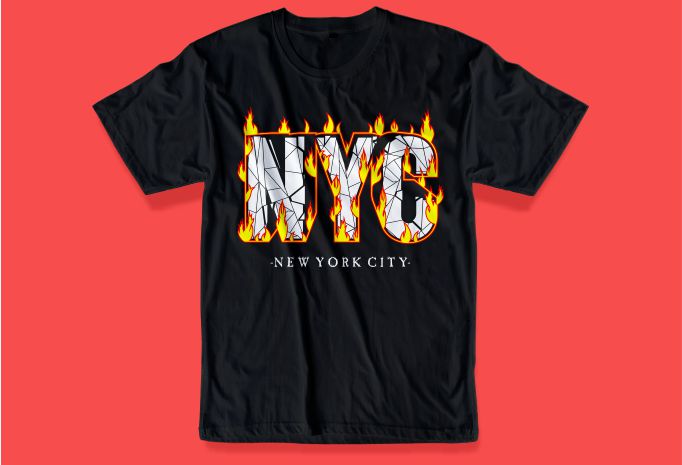 urban street t shirt design graphic, vector, illustration new york city nyc lettering typography