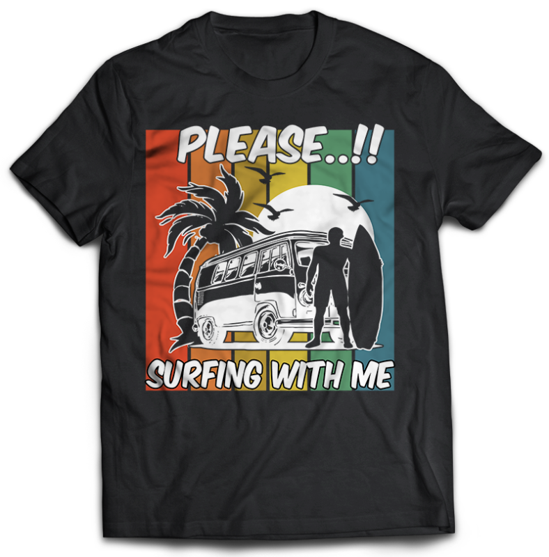 65 Summer Beach Surfing Tshirt Designs Bundles Editable