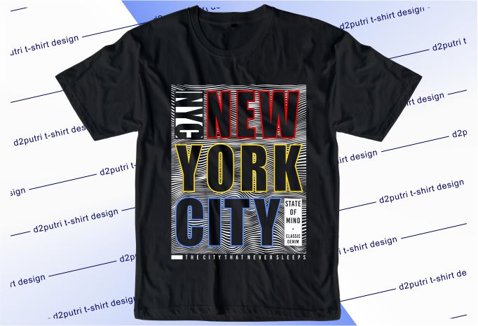 t shirt design graphic, vector, illustration new york city nyc lettering typography