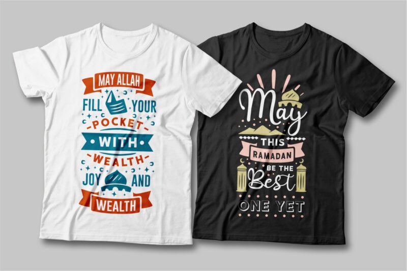 Ramadan quotes t shirt designs bundle. Fasting quotes. typography t ...