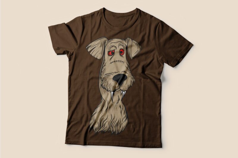 Funny and scary dog t shirt design bundle. Vector t-shirt design for commercial use. Dogs cartoon illustration t shirt designs pack collection. Cartoon t shirt