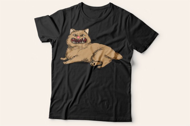 Funny and scary cat t shirt design bundle. Vector t-shirt design for commercial use. Cats illustration t shirt designs pack collection. Cartoon t shirt