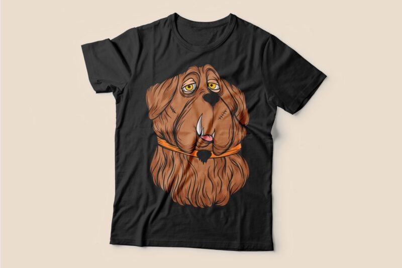 Funny and scary dog t shirt design bundle. Vector t-shirt design for commercial use. Dogs cartoon illustration t shirt designs pack collection. Cartoon t shirt