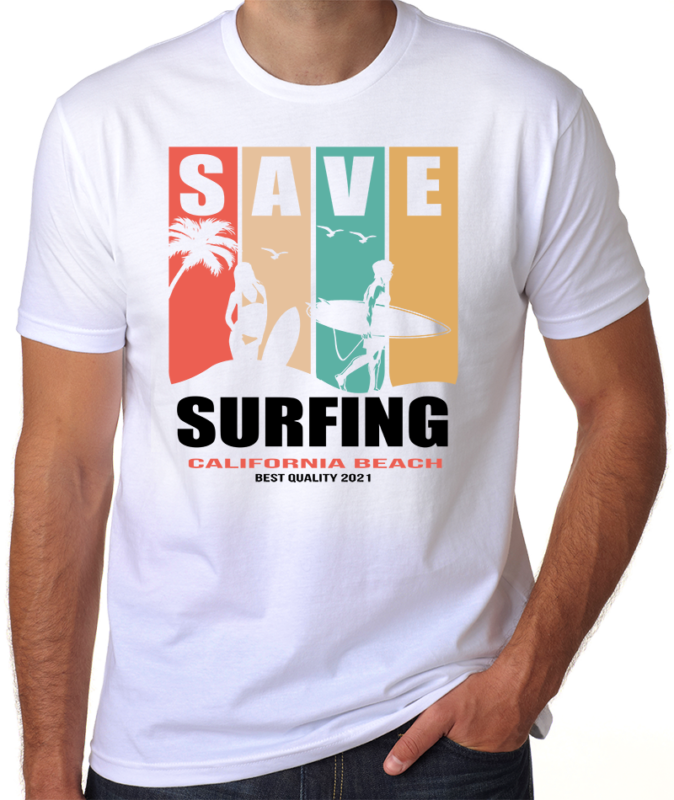 65 Summer Beach Surfing Tshirt Designs Bundles Editable
