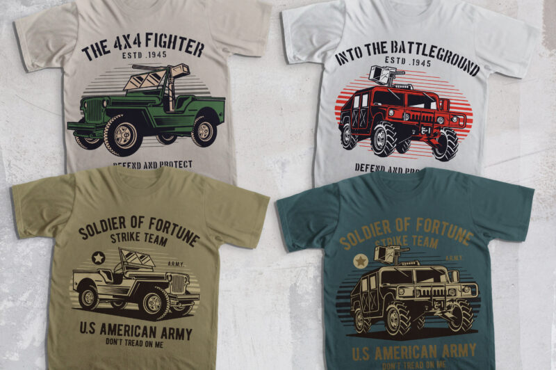 20 Military vehicle t-shirt collection