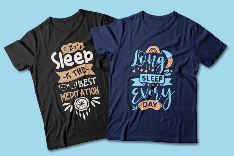 Sleep lover quotes t shirt designs bundle. Vector t-shirt design for commercial use. Typography quote t shirt for pod