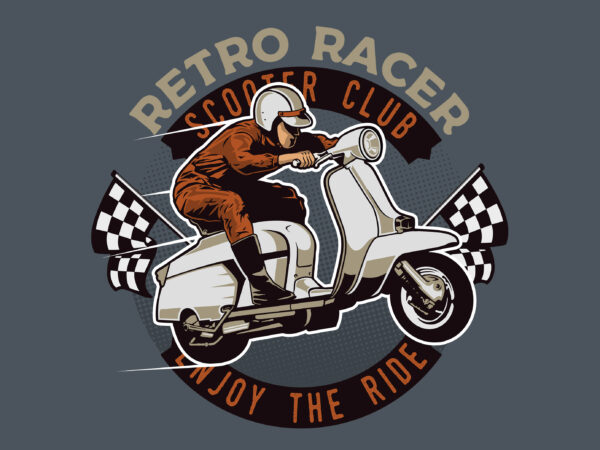 Retro scooter racing t-shirt design