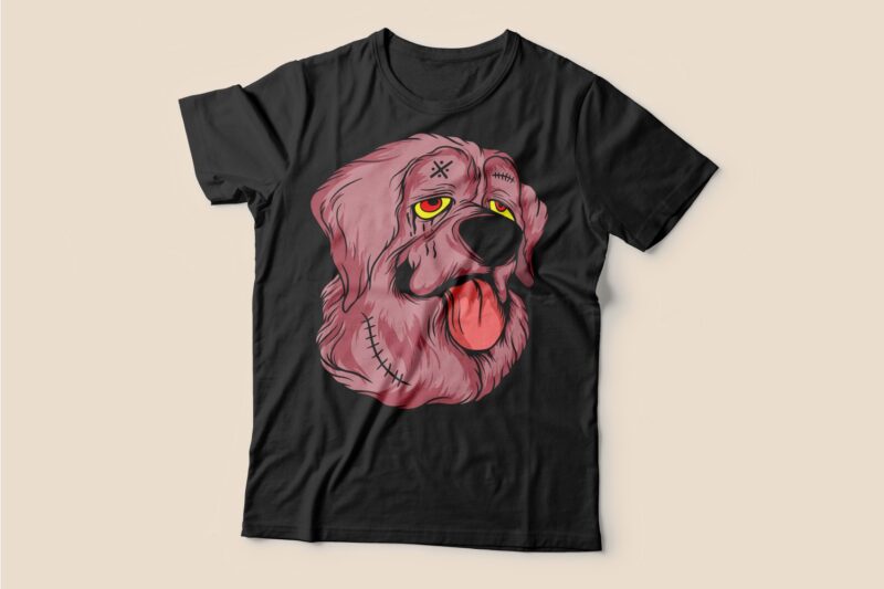 Funny and scary dog t shirt design bundle. Vector t-shirt design for commercial use. Dogs cartoon illustration t shirt designs pack collection. Cartoon t shirt