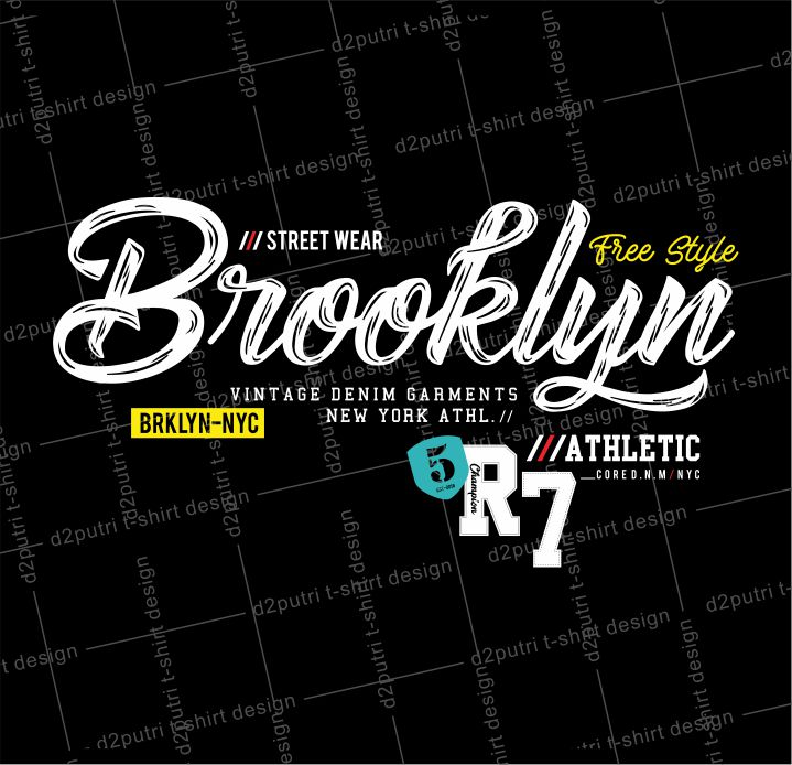 street wear t shirt design graphic, vector, illustration free style brooklyn lettering typography