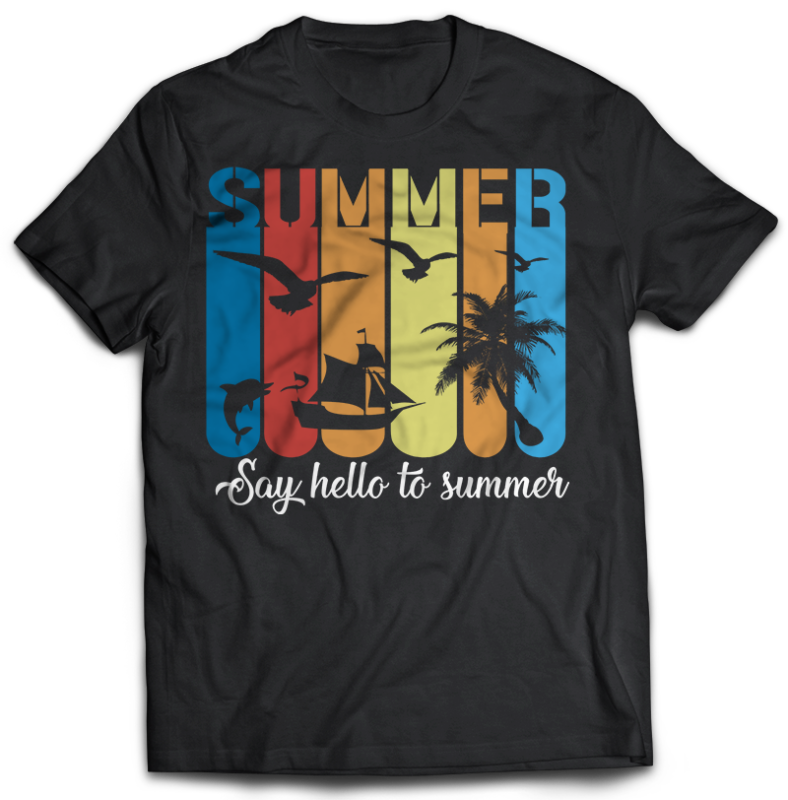 65 Summer Beach Surfing Tshirt Designs Bundles Editable