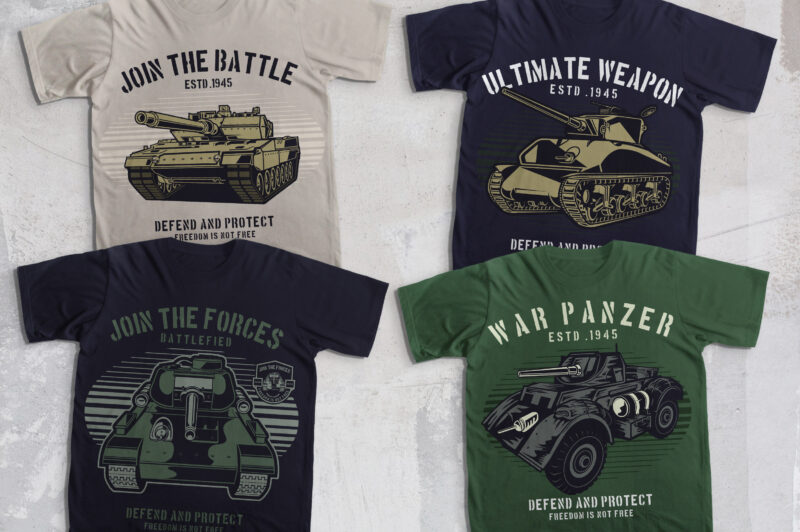 20 Military vehicle t-shirt collection