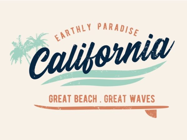 California great waves t shirt vector file