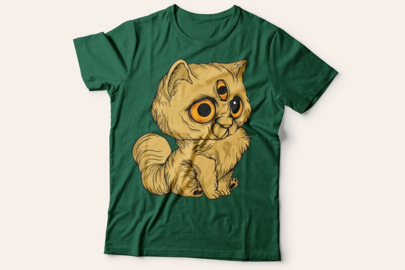 Funny and scary cat t shirt design bundle. Vector t-shirt design for commercial use. Cats illustration t shirt designs pack collection. Cartoon t shirt