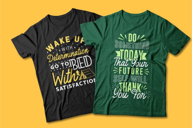 Motivational Quotes Typography T shirt Design Bundle, Saying and Phrases Lettering T-shirt Designs Pack Collection for Commercial Use