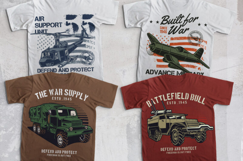20 Military vehicle t-shirt collection