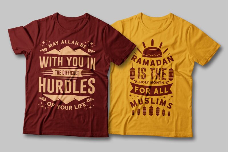 Ramadan quotes t shirt designs bundle. Fasting quotes. typography t-shirt design. Fasting slogan. T shirt design for commercial use. Vector t shirt design