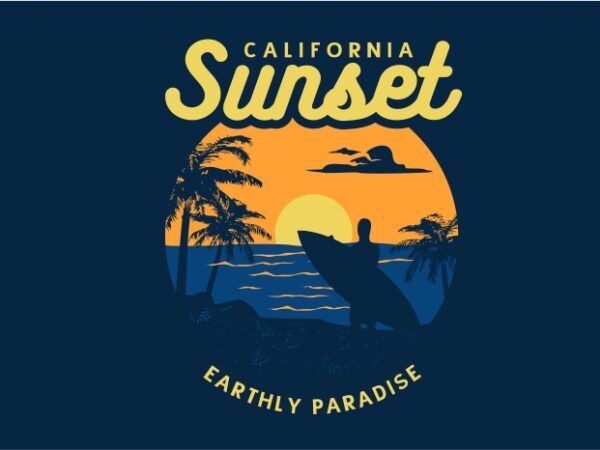 California sunset t shirt vector file
