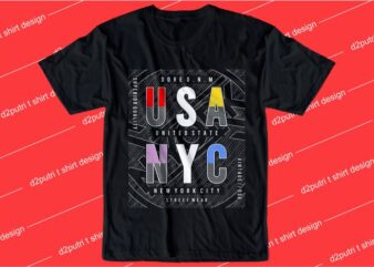 urban street t shirt design graphic, vector, illustration new york city usa nyc lettering typography