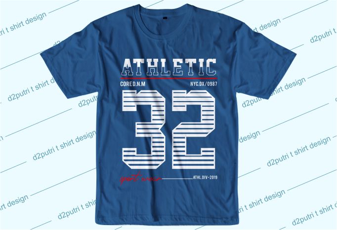 urban street t shirt design graphic, vector, illustration atheltic with number 32 lettering typography