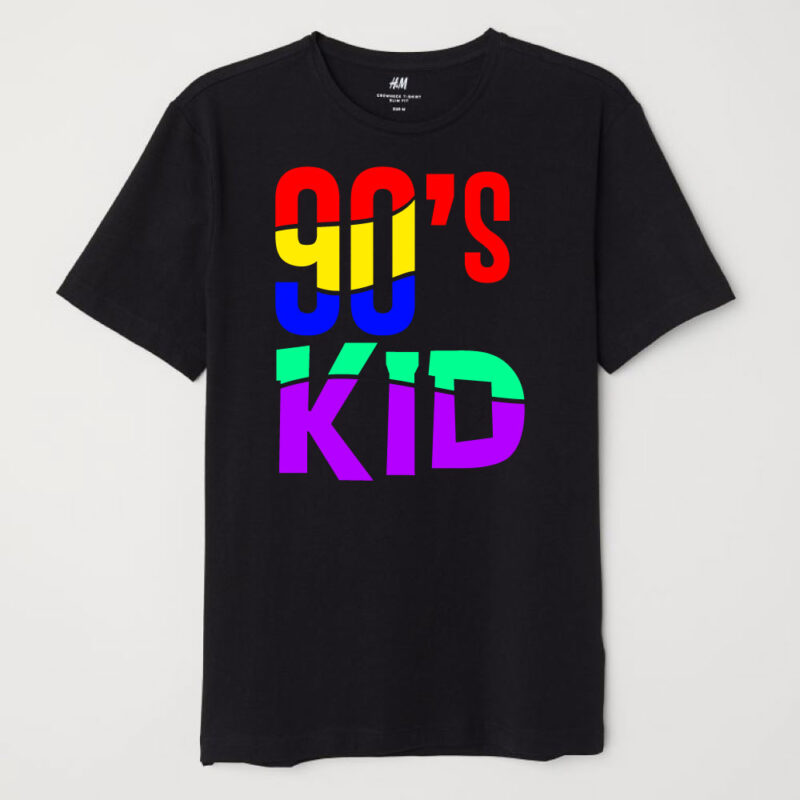 colorful 90s kid tshirt design