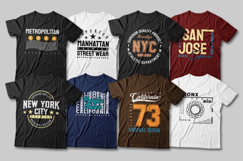 175 Urban street style t-shirt design vector bundle for commercial use. new york city, california, los angeles, the bronx, t shirt designs pack collection. eps svg png