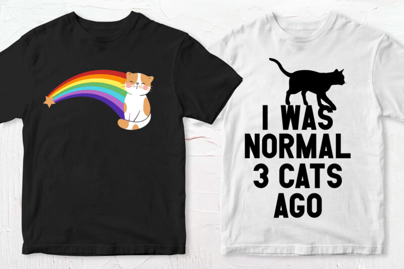 t-shirt vector 50 Editable Cat T shirt Designs Bundle in Ai Png Svg Cutting Printable Files, Cat Svg Bundle, Cat svg file sfor cricut, Cat Cutting Files