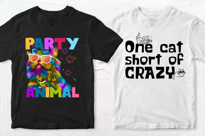 t-shirt vector 50 Editable Cat T shirt Designs Bundle in Ai Png Svg Cutting Printable Files, Cat Svg Bundle, Cat svg file sfor cricut, Cat Cutting Files